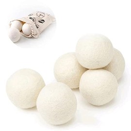 Balls for Dryers, Felt Balls, Dryer Balls, White, Sheep's Wool, Hypoallergenic, Quick Drying, Softer Tumble Dryer Balls (6 Pieces)