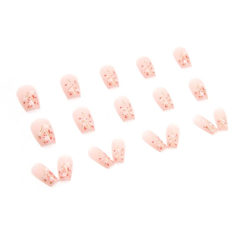 24 Pieces Long White Florets Elegant and Fine Nail Tips