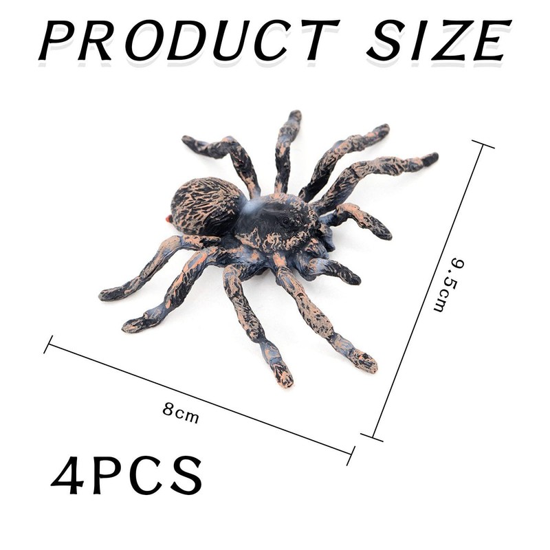 4 Pieces Realistic Spider, Plastic Fake Spider, Animal Mimicry Model,