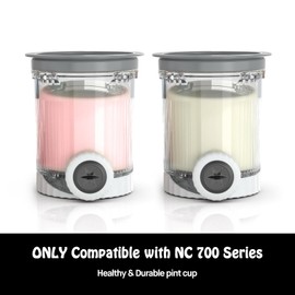Pints and Lids for Ninja Swirl by Creami NC700 Series Creami Deluxe Ice Cream Makers, BPA-Free & Dishwasher Safe, Gray Lids, 2 Pack, 16OZ Ice Cream Storage Containers Clear Cups (Gray 2 Pack)