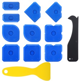 WJIAAA 12 Pcs Silicone Caulking Tool Set, Blue Reuse Grout Scraper Sealant Profiling Finishing Smoothing Caulk Remover Tool for Kitchen Bathroom Floor Window Sealant Sealing Sink