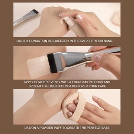 4 Brochas de Maquillaje para Base de Hoja Súper Fina, Brochas de Maquillaje para Base Plana, Brocha para Base para Maquillaje Líquido, Brocha Correctora, Brocha para