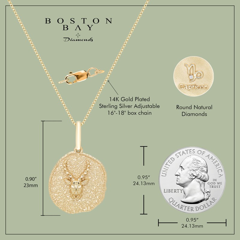 Boston Bay Diamonds Reversible Double Sided Freeform Round Diamond Capricorn