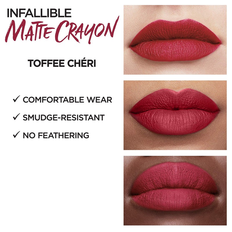 L'Oreal Paris Infallible Matte Lip Crayon, Toffee Cheri (Packaging May