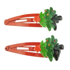 Festive Fun Girls Christmas Snowman Santa Set of 2 Hair Sleepies Snap Bendies (Tree Red Star)