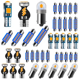 Antline 42 Pieces 29mm 31mm 36mm 41mm BA9S T5 T10 LED Interior Light Bulb Kit, Super Bright 12 Volt LED Replacements for Dome Map Dashboard Trunk Cargo Courtesy License Plate Lights (Amber Yellow)