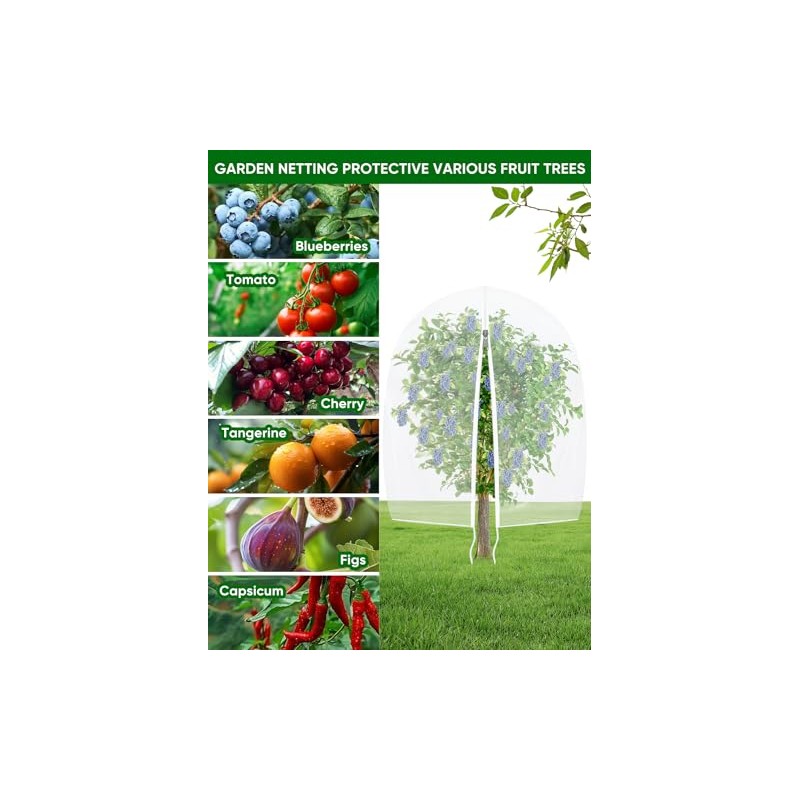 Fruit Tree Netting with Zipper - 4 Pack for Garden