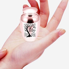 1pcs 6.5cm Small Urns Mini Cremation Human Ashes Holder Aluminum Alloy Memorial Keepsake Ash Funeral Urn for Pet Small Ashes Urns for dog pet(Rose Gold)