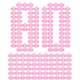 Treela 80 Pcs 1.73 Inch Unscented Floating Candles, Dripless Tealight Candles Home Decorations, Cute and Elegant Burning Candles for Wedding Vases Centerpieces Party Accessories (Pink)