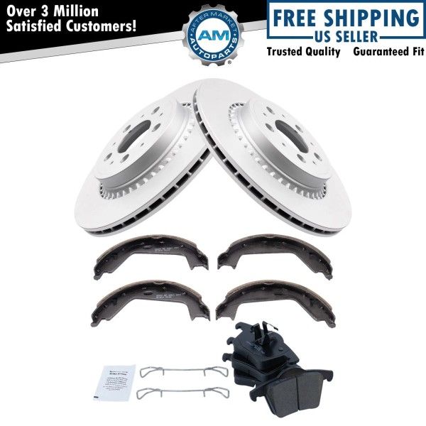 AM Autoparts Rear Ceramic Brake Pad & Rotor Kit Fits