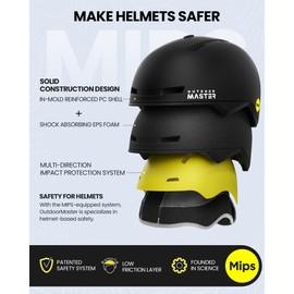 OutdoorMaster MIPS Ski Helmet, Snowboard Helmet for Men and Women, Snowboard Helmet with Ventilation System, Ski Helmet Made of Polycarbonate Shell and EPS Inner Shell, Individual Fit for Precise Fit