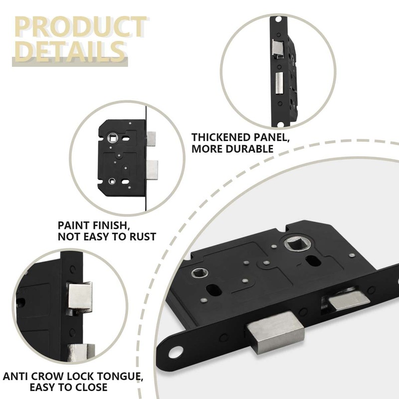 Bwintech 1 PCS Matt Black Bathroom Lock 75mm (3 Inch)