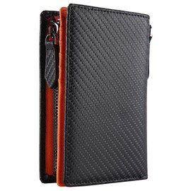Legare Bifold Wallet With L-Type Zipper, Unisex, Available in Genuine Leather & Carbon Leather - -
