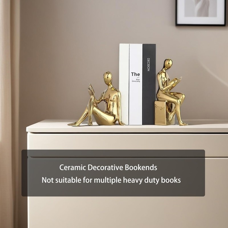 Decorative Bookends, Ceramic Book Ends for Shelves, Home Office Decor