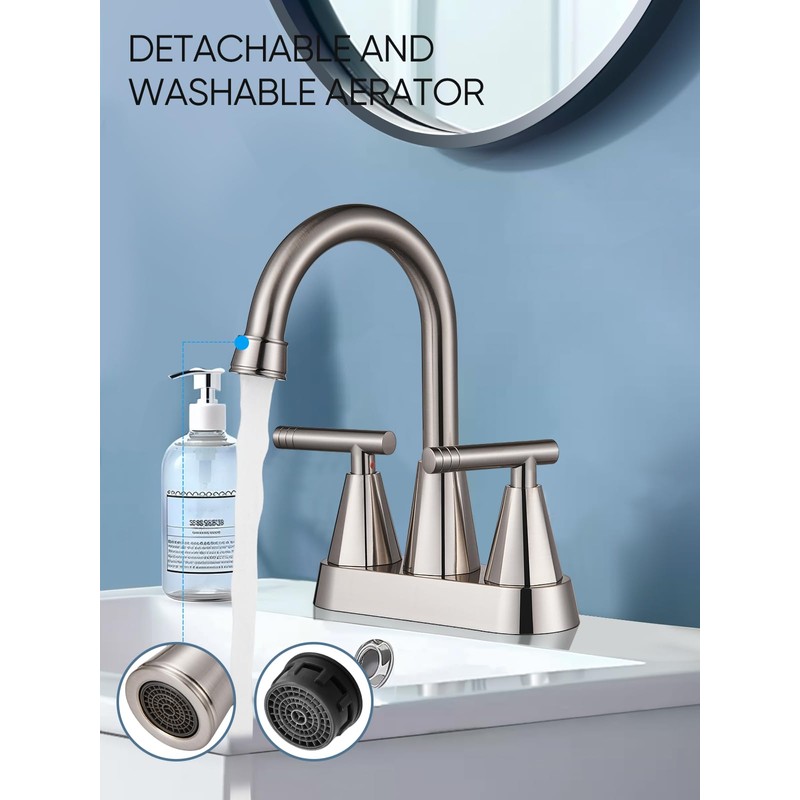 Cobbe 4 inch Brushed Nickel Bathroom Faucets with Pop up