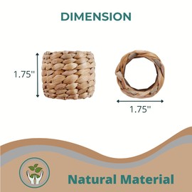 Wicker Rustic Napkin Rings Set of 12, Round Woven Boho Napkin Rings Handmade by Natural Water Hyacinth - Perfect for Farmhouse Party, Wedding, Dining Room, Table Decoration