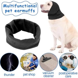 JJiaoLinin Earmuffs for Dogs, Pack of 2 Pet Warm Earmuffs, Dog Hearing Protection, Soothing Earmuffs, Noise Protection for Dogs, Washable Soft Pet Hat, M (Grey, Black)