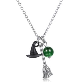 Liliaafar Witch Matching Necklace Friendship Matching Necklaces BFF Couples Gifts for Fans' Birthdays Gift Party Accessory(Witch Hat)