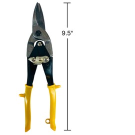 PLIER KING 10" Heavy Duty Aviation Straight Cut Tin Snip | Chrome Vanadium Steel Construction | Cuts 18-22 Gauge Soft Sheet Metals | Safety Lock Built In | Ergonomic Handle Design