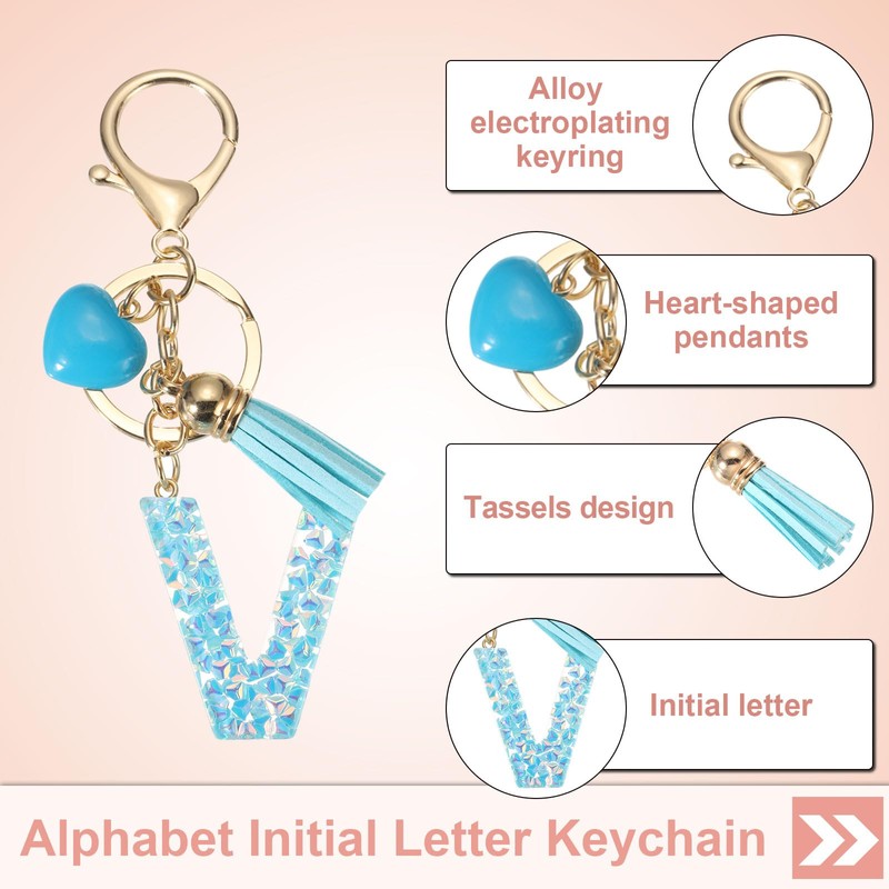 [PATIKIL] Alphabet Initial Letter Keychain Resin Cute Keychain with Tassel