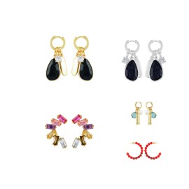 2025 New 86 York Brand Simple and Fashion Brass C-shape Bead Hoop Earrings Light Luxury Zircon Earring for WomenColor: EMILIANARG