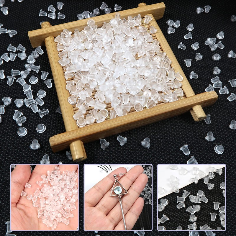 TOAOB 200 pcs Earring Backs Plastic Safety Backs Clear Rubber