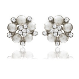 Lovett & Co. - Audrey Hepburn Pearl Stud Earrings | Elegant Diamante Jewellery Stud Pearl Earrings For Women | Classic Breakfast at Tiffany's Inspired Vintage Earrings Jewelry