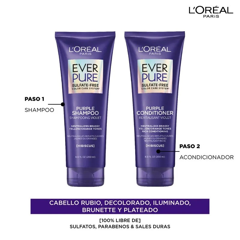 Kit Shampoo y Acondicionador L'oréal Paris Ever Pure Purple