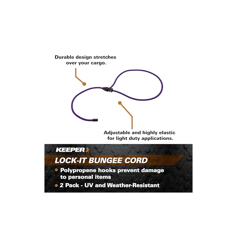 Keeper - 48” Lock-It Bungee Cord, 2 Pack - UV