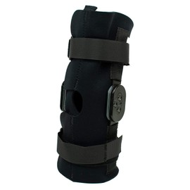 Rolyan 82340 Hinged Knee Wrap Brace, 1/8" Thick, Size X-Large, Black
