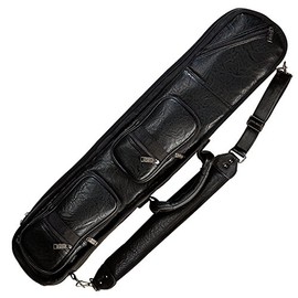 Pro Series LC-3 Premium Soft Black Leatherette Pool Cue Case, Black