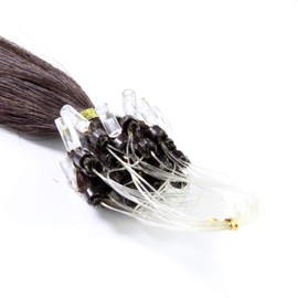 hair2heart Micro Ring Extensions Real Hair Straight - 150 Strands 0.5 g 60 cm 4/0 Medium Brown