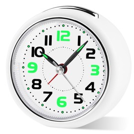 DTKID 3.27'' Analog Alarm Clock, Small Battery Operated Analog Travel Clock Silent No Ticking with Night Light, Snooze, for Bedroom, Bedside, Desk