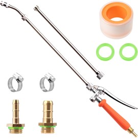 Sprayer Wand, 44" all metal Sprayer for 1/2" & 3/8" Hose Quick Connectors, 1/4" & 3/8" Brass Barb Sprayer Wand Replacement Built-in Shut Valve Stainless Steel Spray Wand, w/Hose Connector