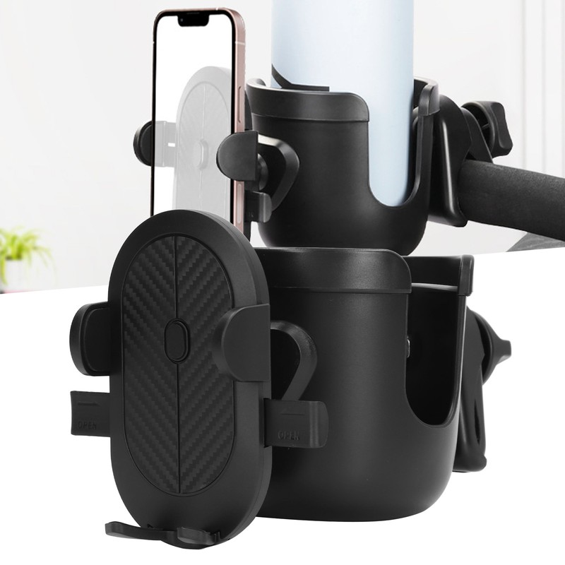 Black Stroller Cup Holder 360 Degrees Rotation Universal Drinks Holder