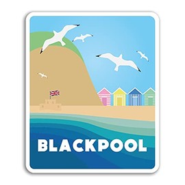 2 x 10 cm hohe Blackpool-Vinyl-Aufkleber – England Beach Seaside Travel Aufkleber #75132