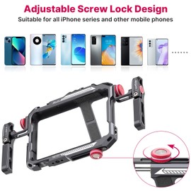 ULANZI - Soporte de video para teléfono inteligente con asa, LINO - Funda de aleación de aluminio para teléfono estabilizador de video con soporte de trípode para videógrafo con zapato fría para