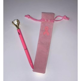 Penco 2 Diamond Top Pens With 2 Pink Bags With Ribbon Logo.