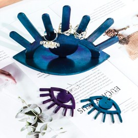 IKOJING Silicone Mold for Resin - 4 Cavities, Devil's Eye Ring Holder Casting Resin Crafts Mold, DIY Earrings, Jewelry Display Stand, Home Decor, Holiday Gifts, Food Grade Material Easy to Demould