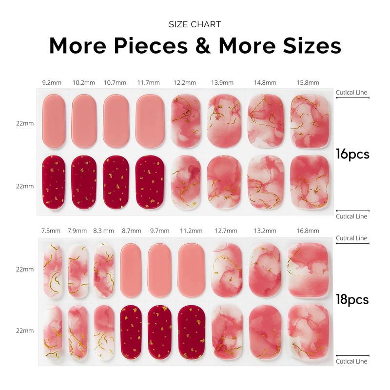 NAILOG Semi-cured Gel Nail Stickers (34 Pieces), Long Lasting, Salon
