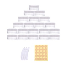 Pack of 20 Jars, 10 ml Empty Jars, Clear Jars, Cream Jars, Jars with Lid, Travel Sample Containers, Cream Jars for Filling Cosmetics, Lotions, Creams