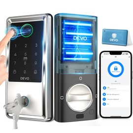 DEVO Wi-Fi Smart Door Lock G6, 6-in-1 Fingerprint Keyless Entry Door Lock, APP Remote, Auto-Lock,IP54 Waterproof, Easy Install Smart Deadbolt, Perfect for Front and Bedroom Doors