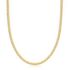 Barzel 18K Gold Plated Curb/Cuban Link Chain Necklace 4MM For Women or Men - Made In Brazil (22 Inches, 4MM Gold)