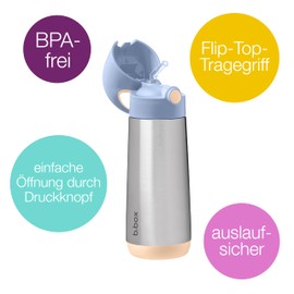 b.box Insulated Water and Thermos Flask, Stainless Steel Drinking Bottle (Three-Walled), Keeps Drinks Cold for up to 15 Hours & Warm for 8 Hours, 500 ml