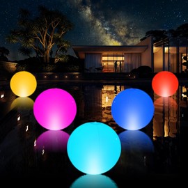 SEMANJLL 4PCS Solar Powered Floating Pool Lights,14" Inflatable LED Glow Globe 16 Color Changing Pool Ball Light