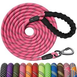 Kdsvakd Rope Dog Lead, Strong Dog Lead With Swivel Lockable Hook And Soft Padded Handle, Durable Dog Leash For Puppy, Small, Medium, Large Dog Camping Walking (Pink A, 16ft)
