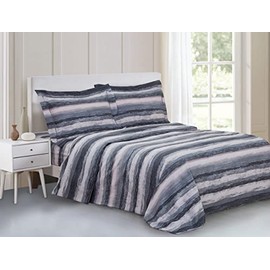 Violet Linen French Marble Pattern, Luxury Ultra Soft 200 Thread Count Cotton Percale, Blue, Full, 6 Piece Duvet Set, Bedding Duvet Cover Set for Two Beds