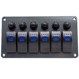 MOTONG Waterproof 12V/24V 6 Gang ON-Off Toggle Rocker Switch Panel Mount with Circuit Breaker Overload Protection Button for Marine Boat RV Truck Car