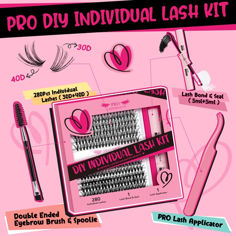PRO Lash Clusters Kit DIY Lash Extension Kit 280Pcs Lash