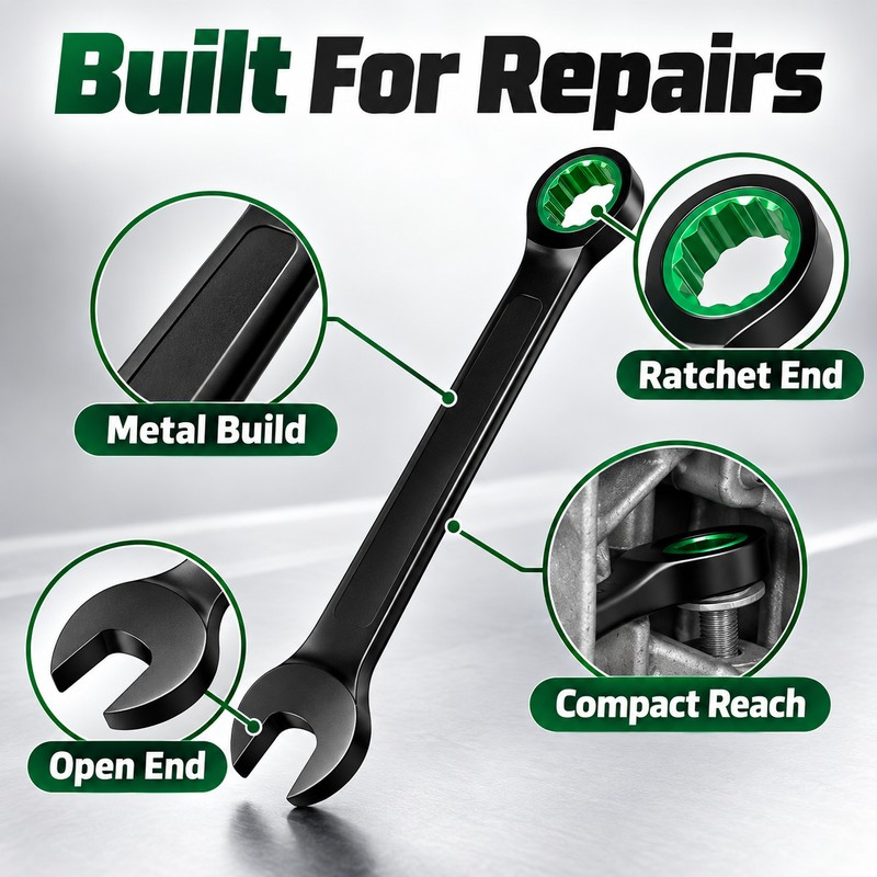 6–10mm Ratchet Combination Wrench – Dual-Purpose Open-End Spanner for Bicycle,